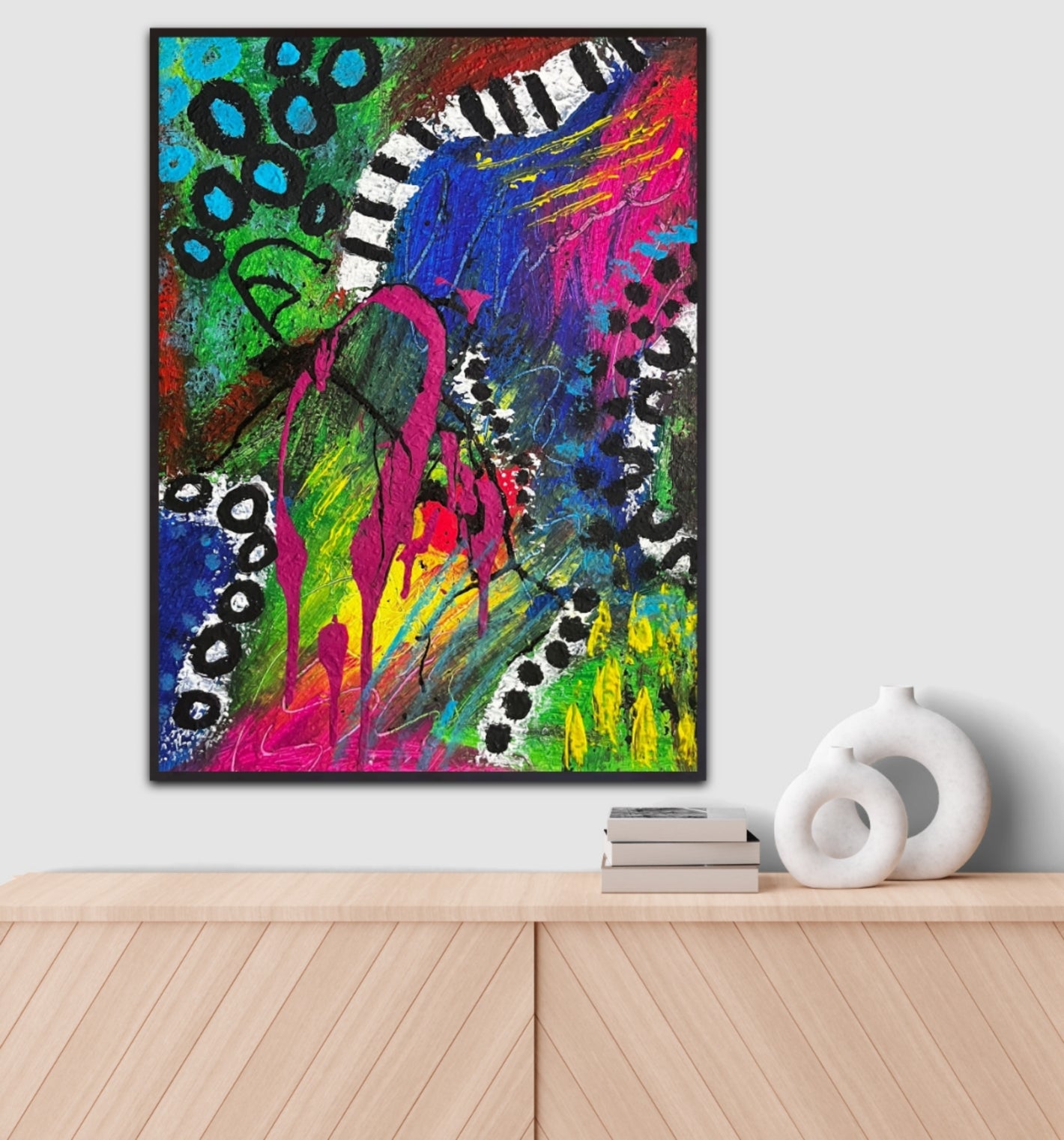 Pink and blue abstract art on card | 16 x 20inches on | Nenyasha Cherish Arts