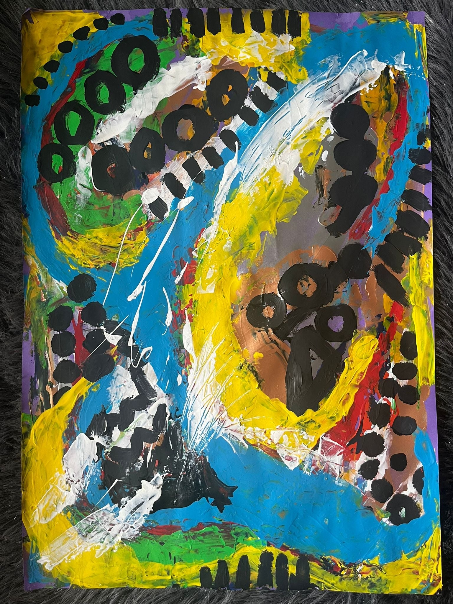 Abstract Fusion: Yellow, Blue, and Black - Dynamic Mixed Media Artwork" Decor -Frames | Nenyasha Cherish Arts